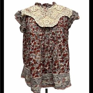 Anthropologie Othilia Maila Lace Floral Blouse Size S